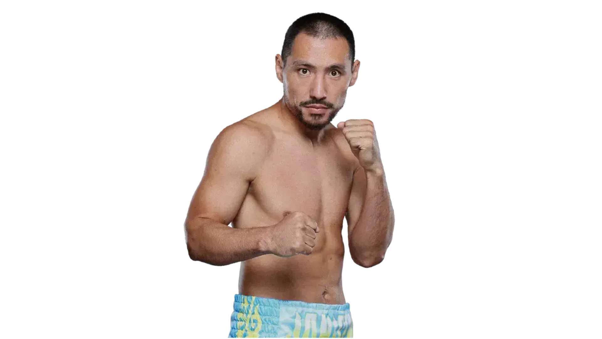 Janibek Alimkhanuly in a fighting stance, focused and ready.