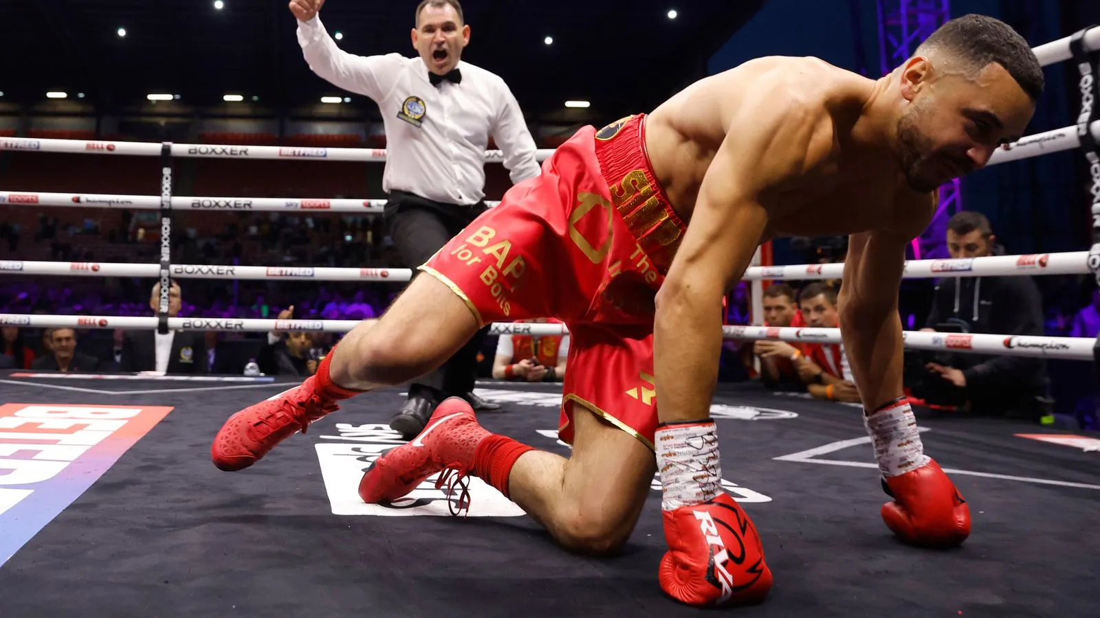 Callum Simpson knocked down by Ivan Zucco during heated super middleweight bout