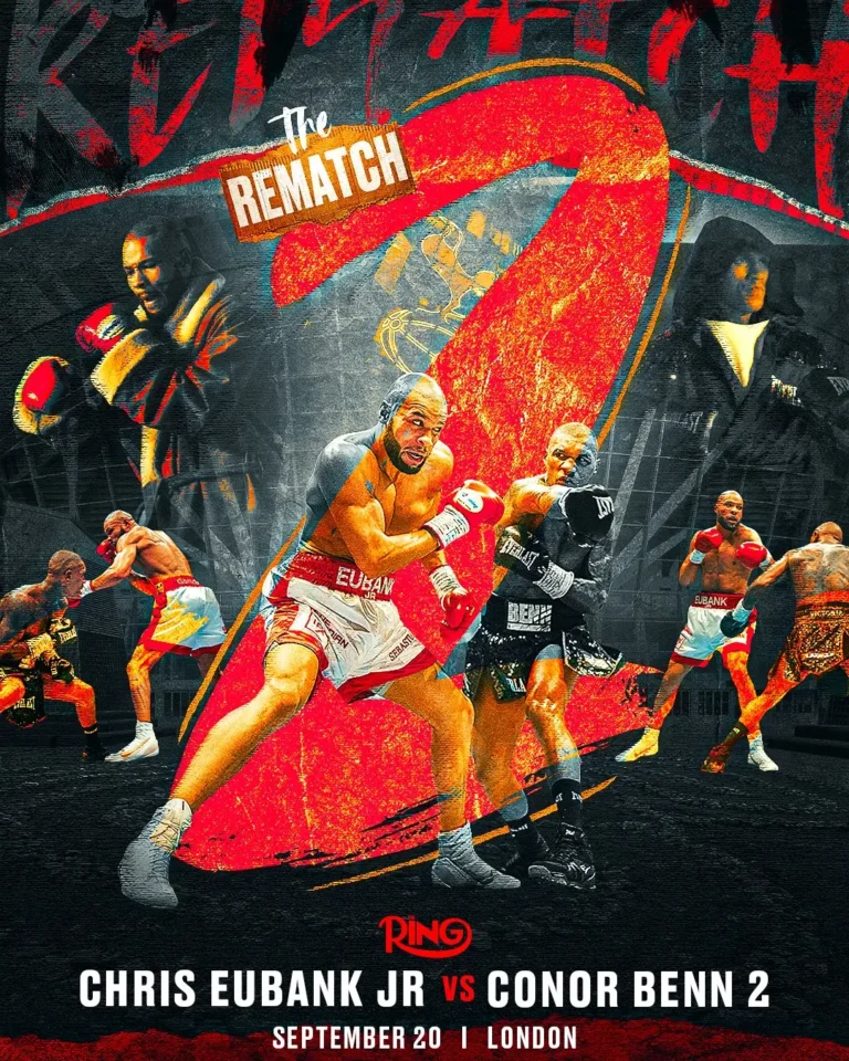 Promotional poster for Chris Eubank Jr vs Conor Benn 2, titled "The Rematch", scheduled for September 20 in London.