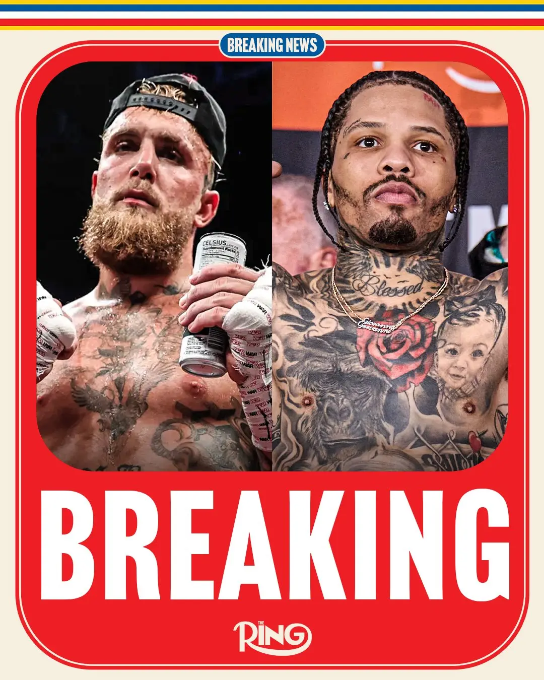 Jake Paul vs Gervonta Davis Breaking News Graphic