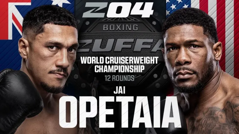 Jai Opetaia vs Brandon Glanton face off poster for Zuffa Boxing World Cruiserweight Championship