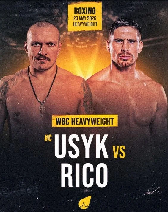 Oleksandr Usyk vs Rico Verhoeven WBC heavyweight fight poster for 23 May 2026 boxing event