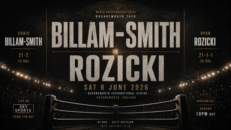 Billam-Smith vs Rozicki: UK Time, Ringwalks, Odds & Prediction